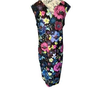 Beige By Eci Floral Maxi Sleeveless Dress Size 10 Colorful Corpcore Wedding